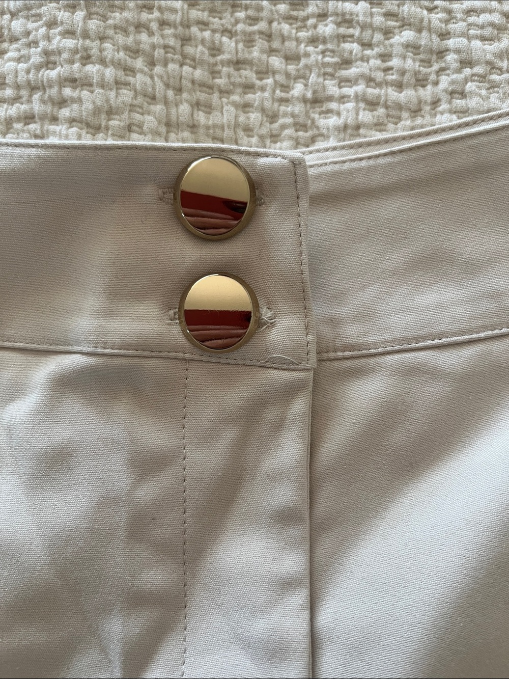 bebe High-Rise Cream Utility Shorts with Gold Buttons - Picture 3 of 5